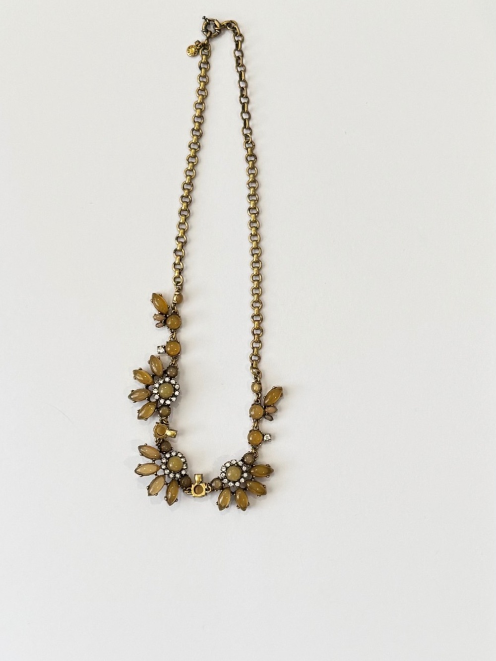J. Crew Antique Gold Floral Cluster Necklace